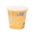Longo’s butternut squash soup with sweet potatoes and cream in a ready-to-heat vegetarian soup tub.